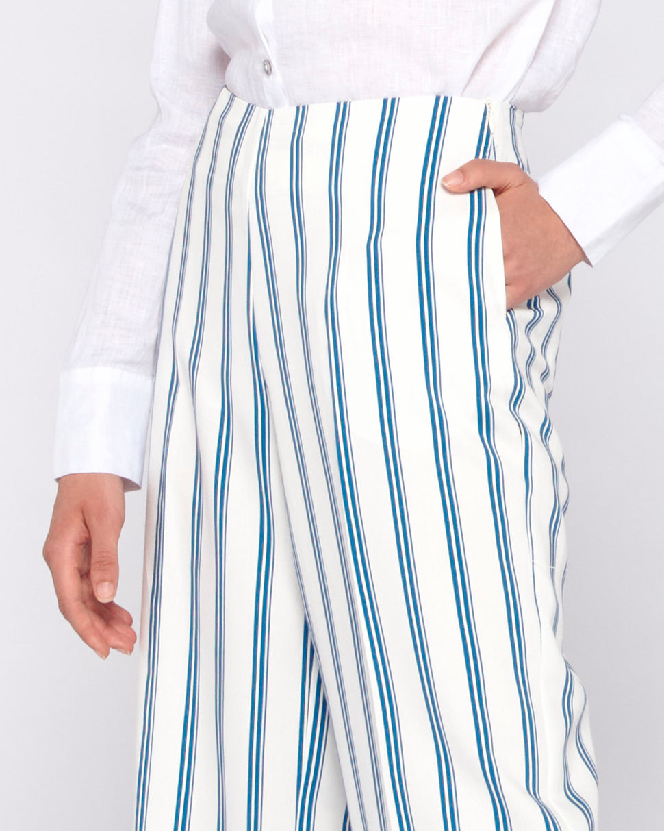 PANTALONI AMPI CON RIGHE A CONTRASTO - Silvianheach