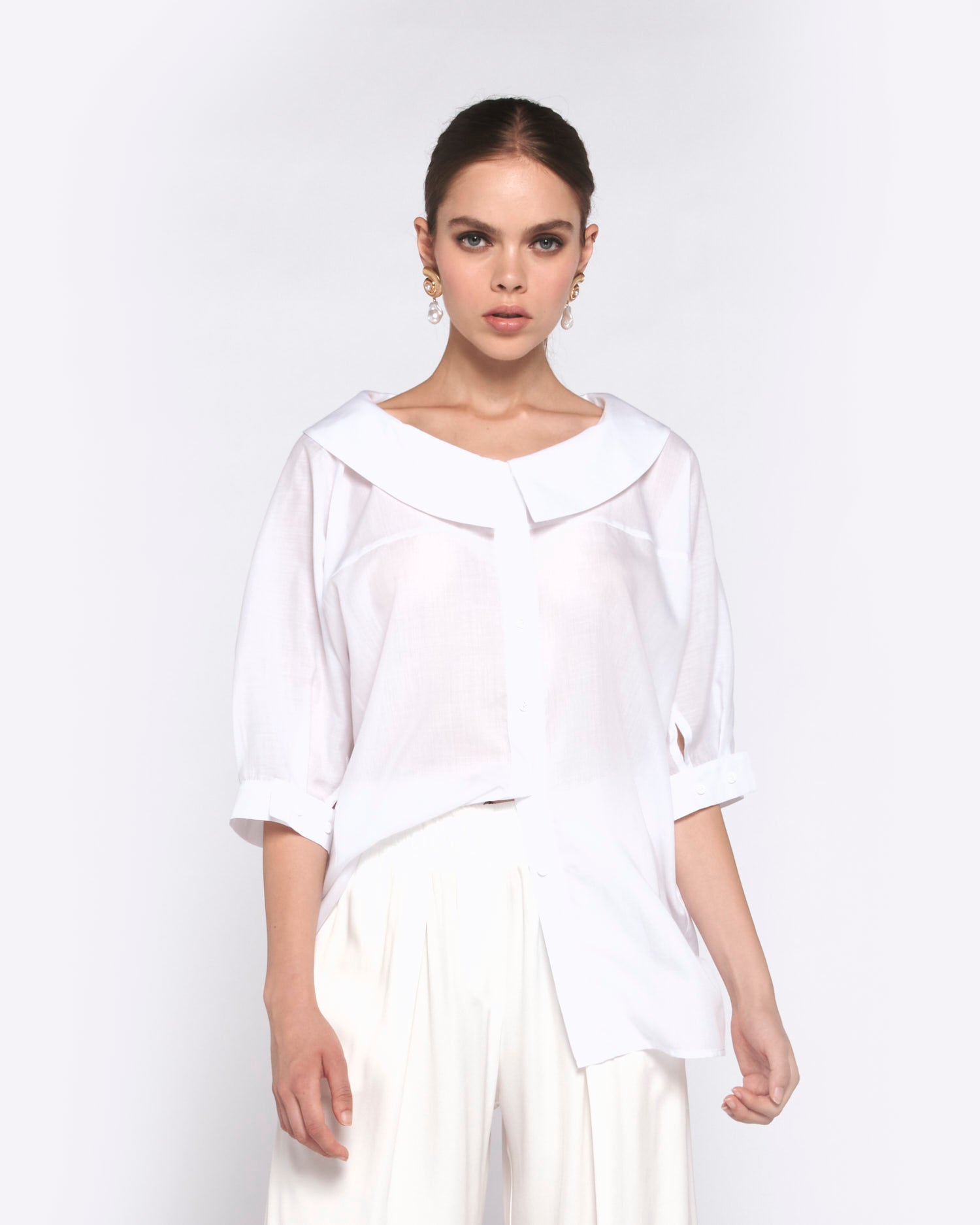 CAMICIA A MANICHE LUNGHE CON COLLETTO TONDO - Silvianheach