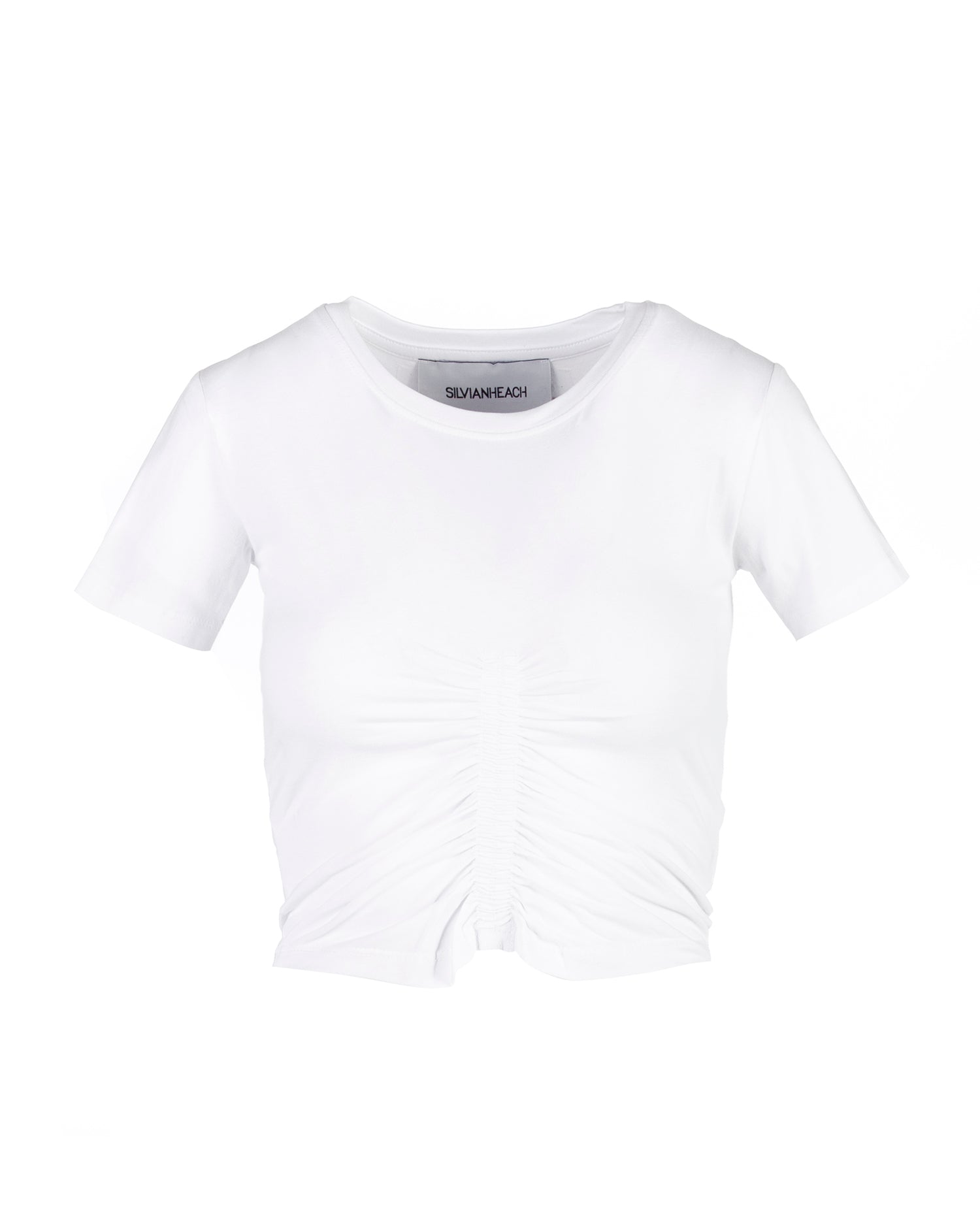 CROPPED T-SHIRT WITH RUCHING ON THE FRONT