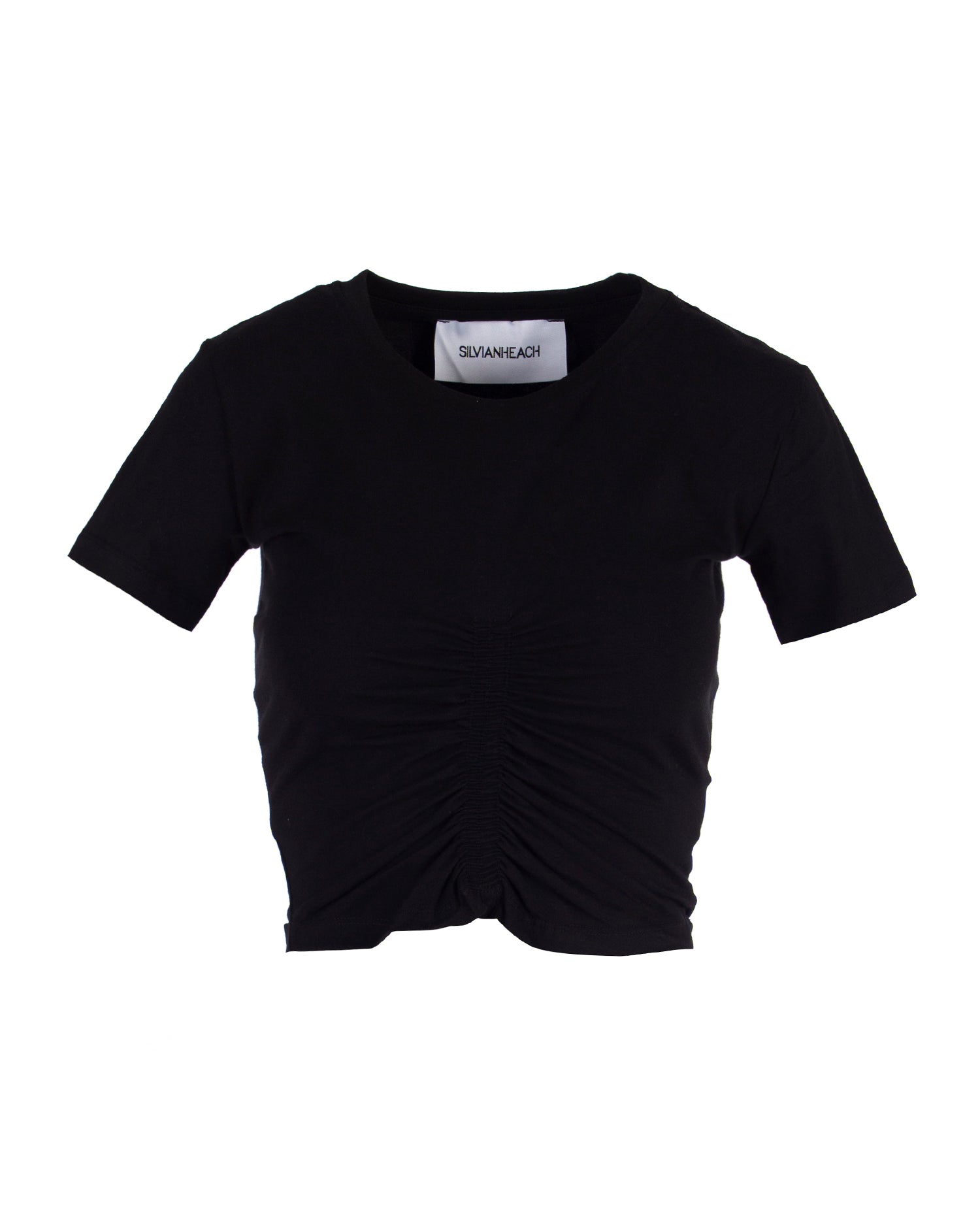 CROPPED T-SHIRT WITH RUCHING ON THE FRONT