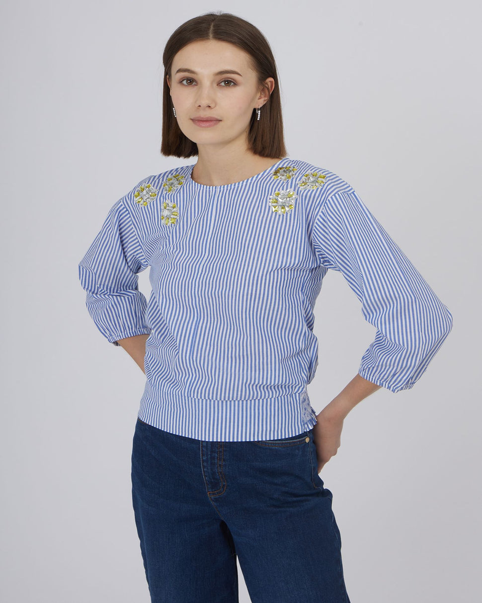 CAMICIA A RIGHE CON APPLICAZIONI - Silvianheach