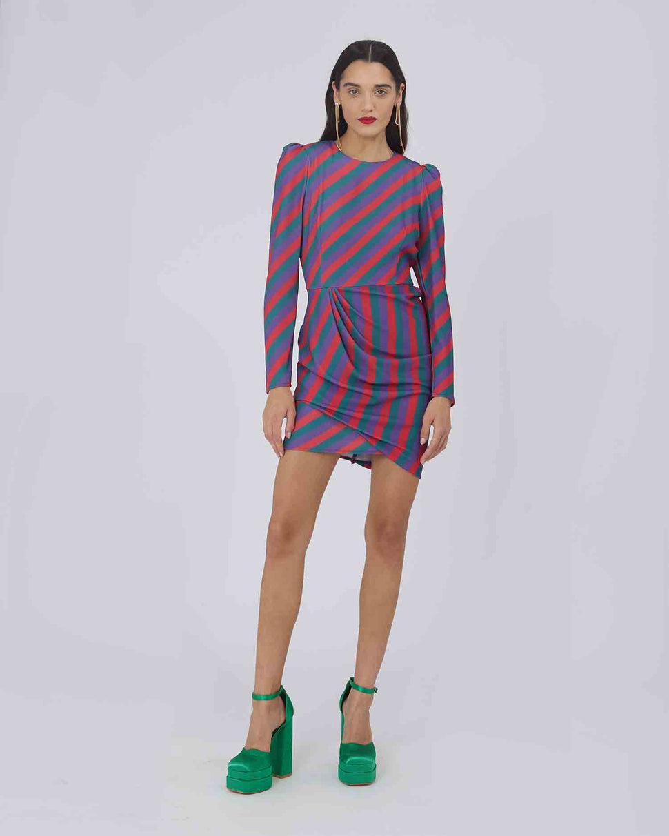 ABITO A RIGHE MULTICOLOR DRAPPEGGIATO - Silvianheach