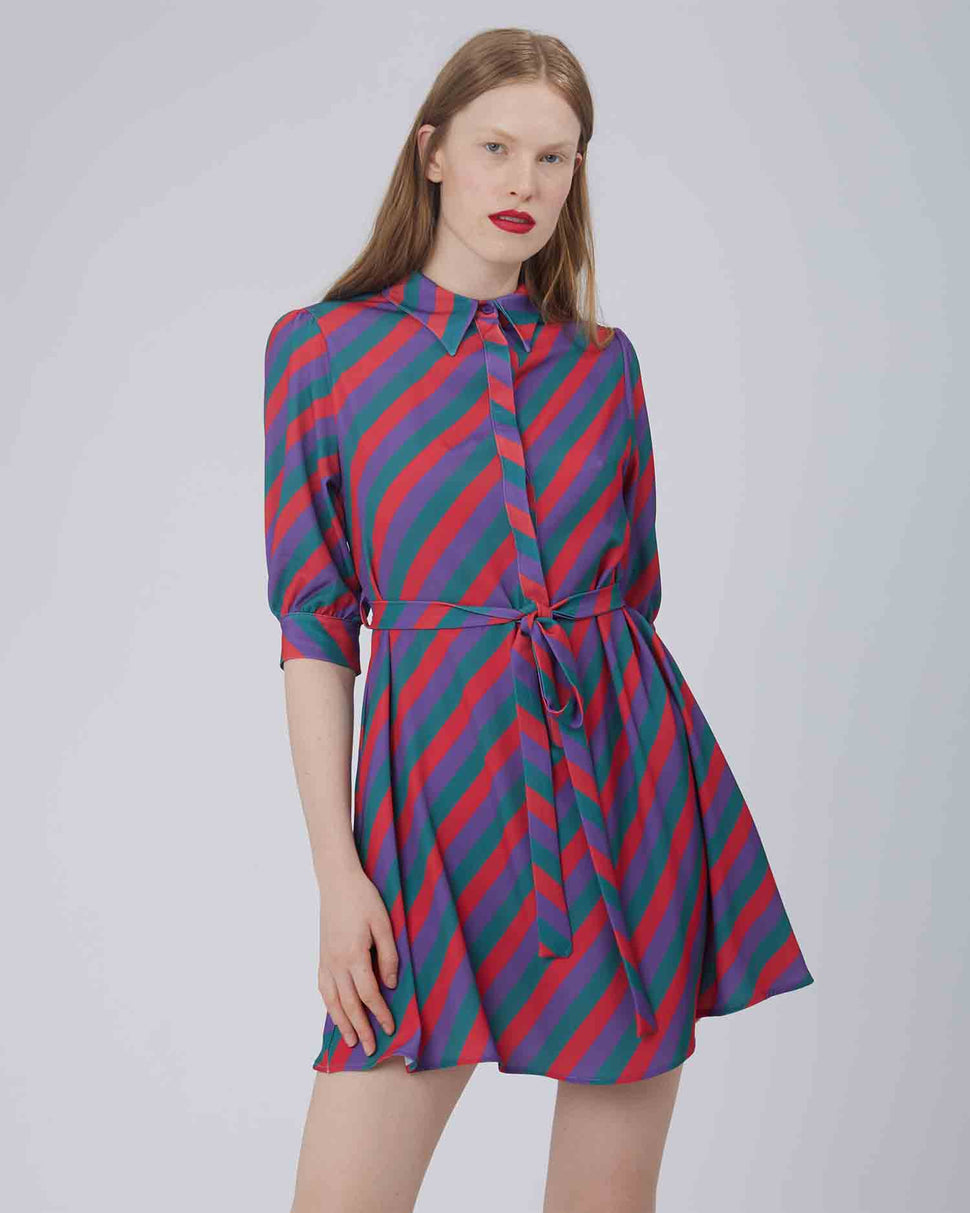 ABITO CHEMISIER A RIGHE MULTICOLOR - Silvianheach