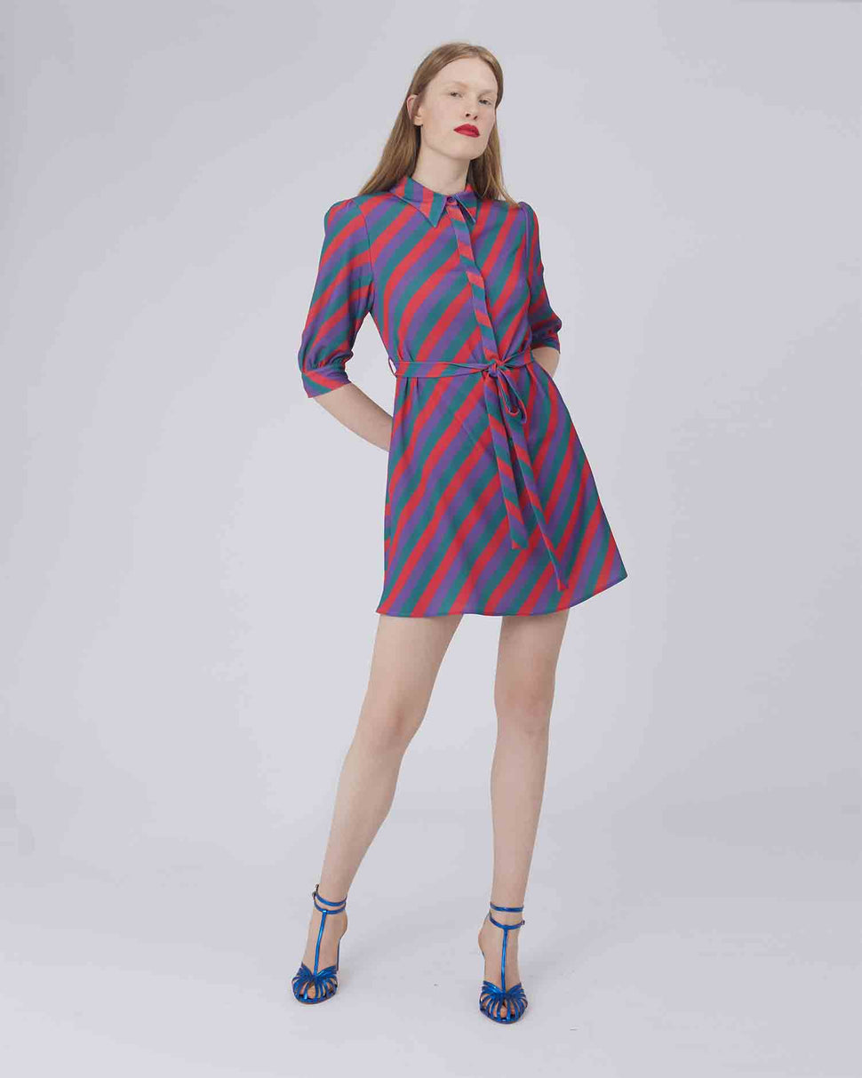 ABITO CHEMISIER A RIGHE MULTICOLOR - Silvianheach