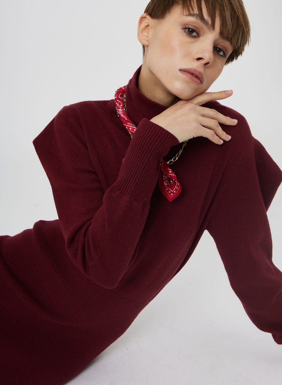 Abito midi a costine con collo alto - Silvianheach