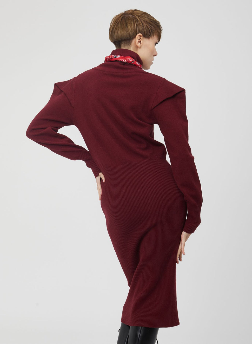 Abito midi a costine con collo alto - Silvianheach