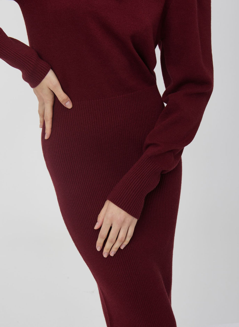 Abito midi a costine con collo alto - Silvianheach