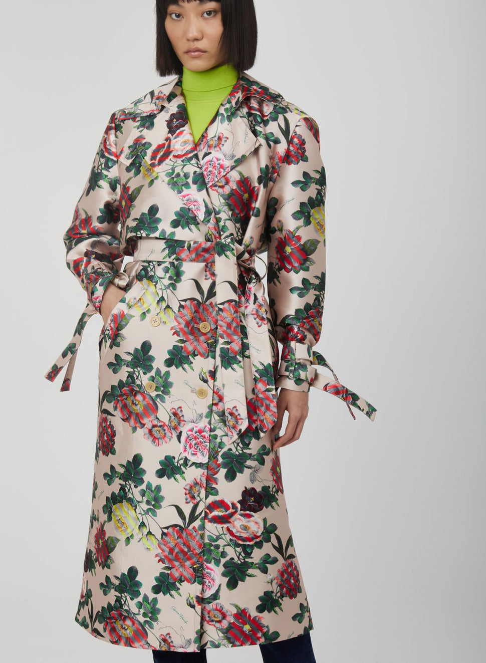 Trench doppiopetto con stampa fiori - Silvianheach