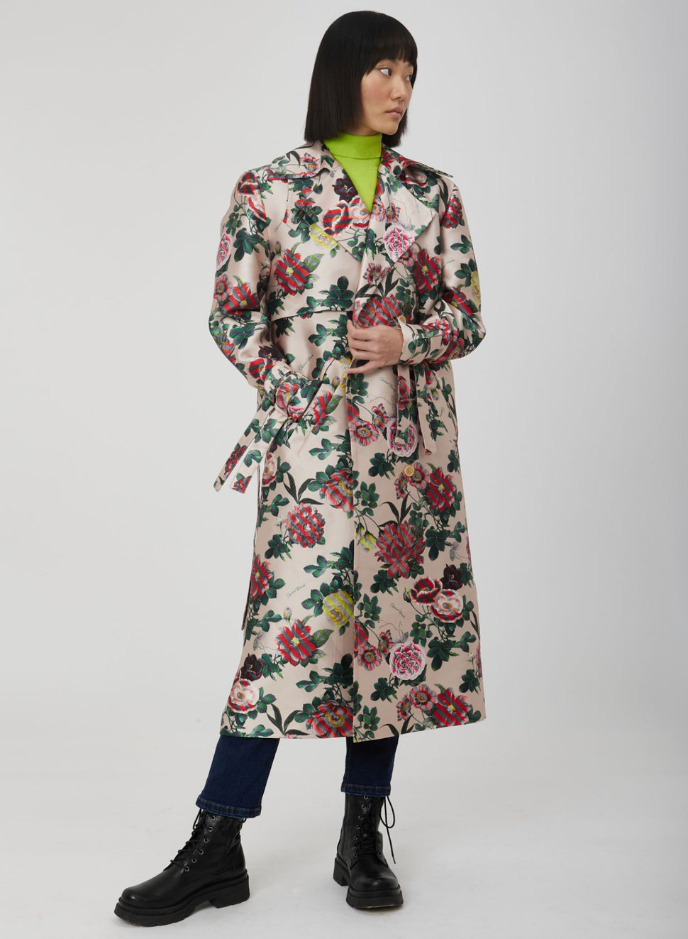 Trench doppiopetto con stampa fiori - Silvianheach