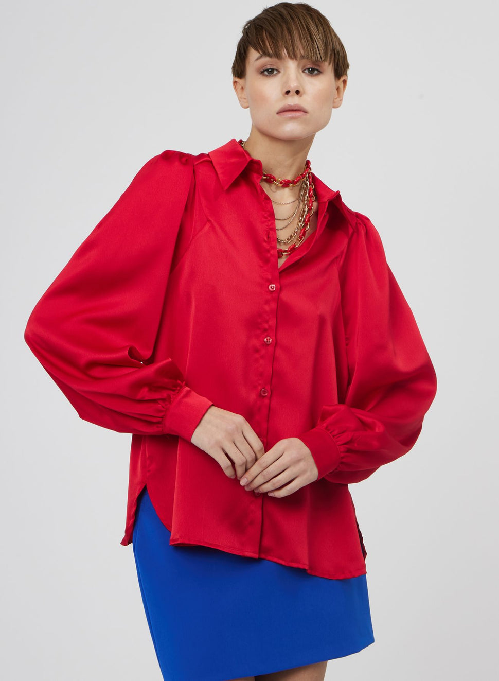 Camicia in satin con maniche a sbuffo - Silvianheach