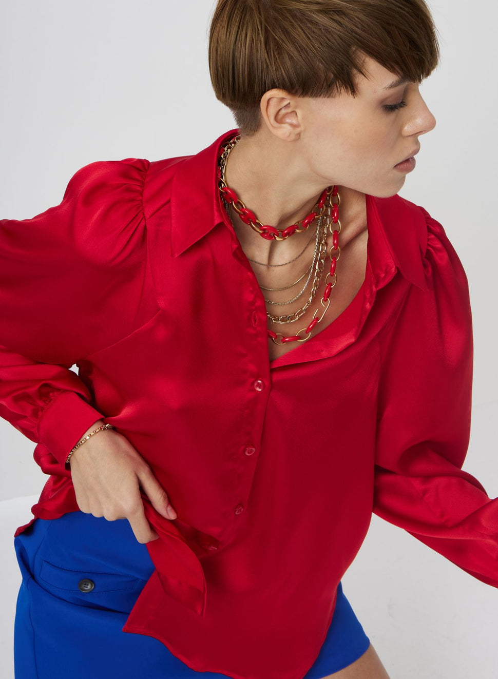 Camicia in satin con maniche a sbuffo - Silvianheach