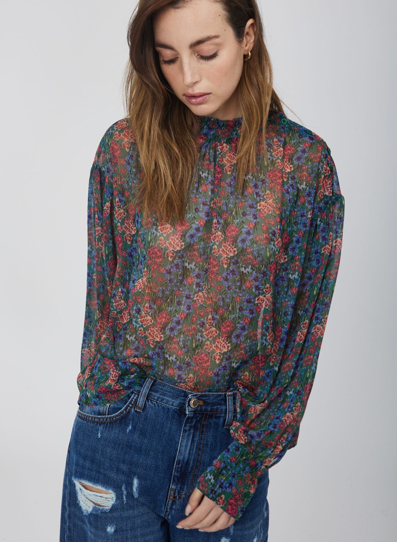 Blusa floreale con maniche a sbuffo - Silvianheach