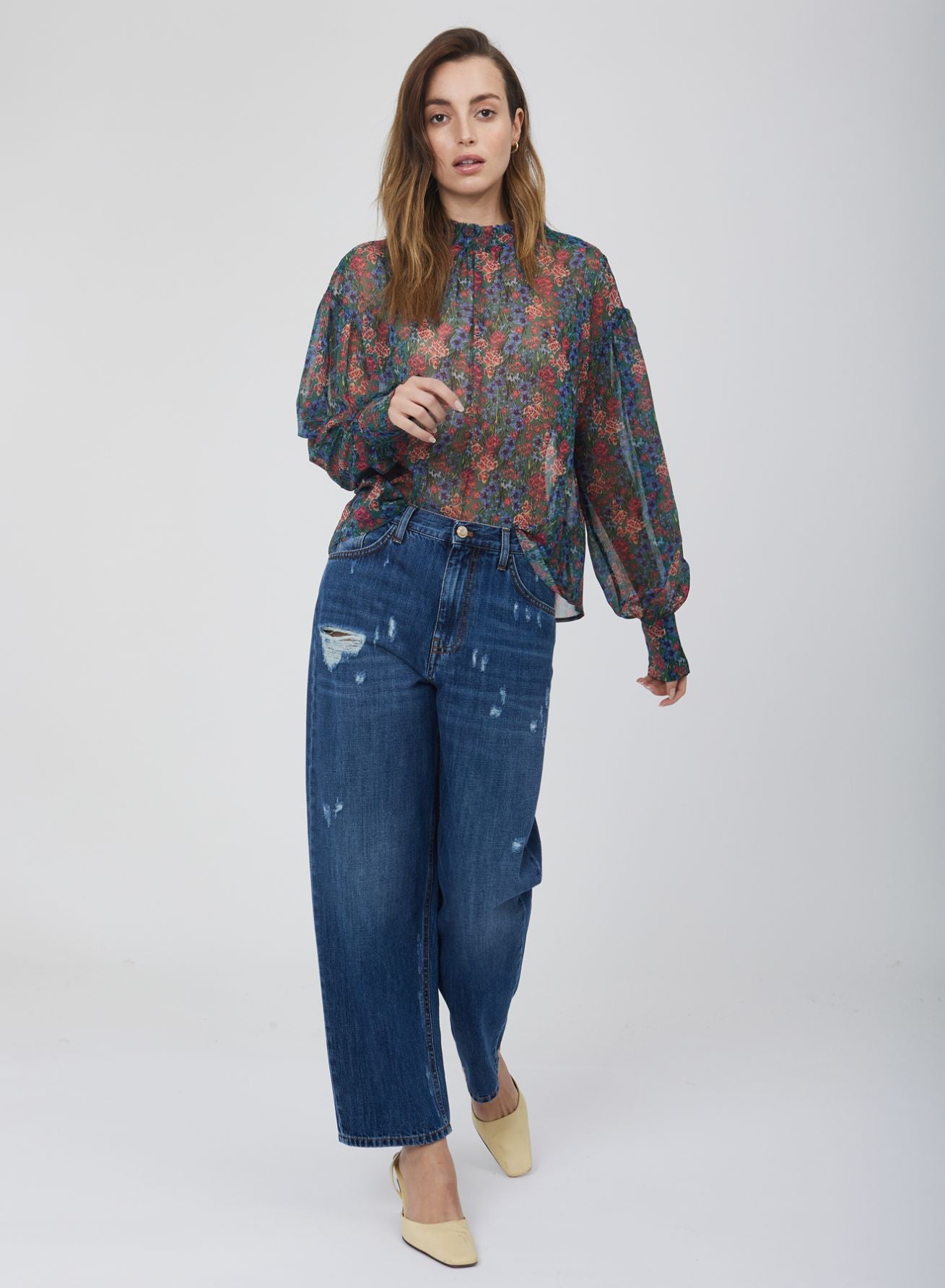 Blusa floreale con maniche a sbuffo - Silvianheach