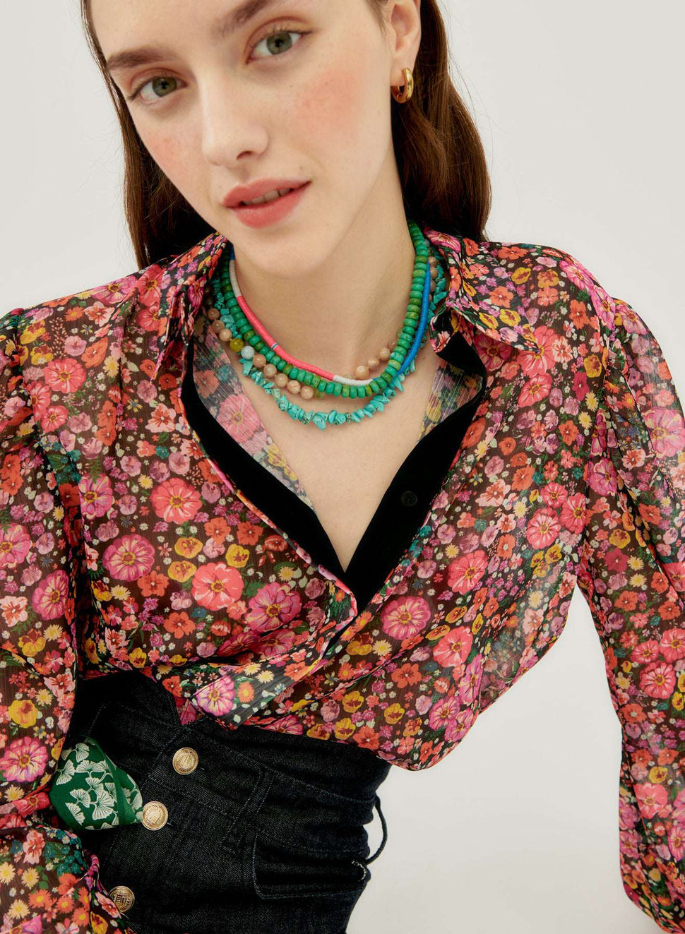 Camicia semitrasparente con stampa fiori - Silvianheach